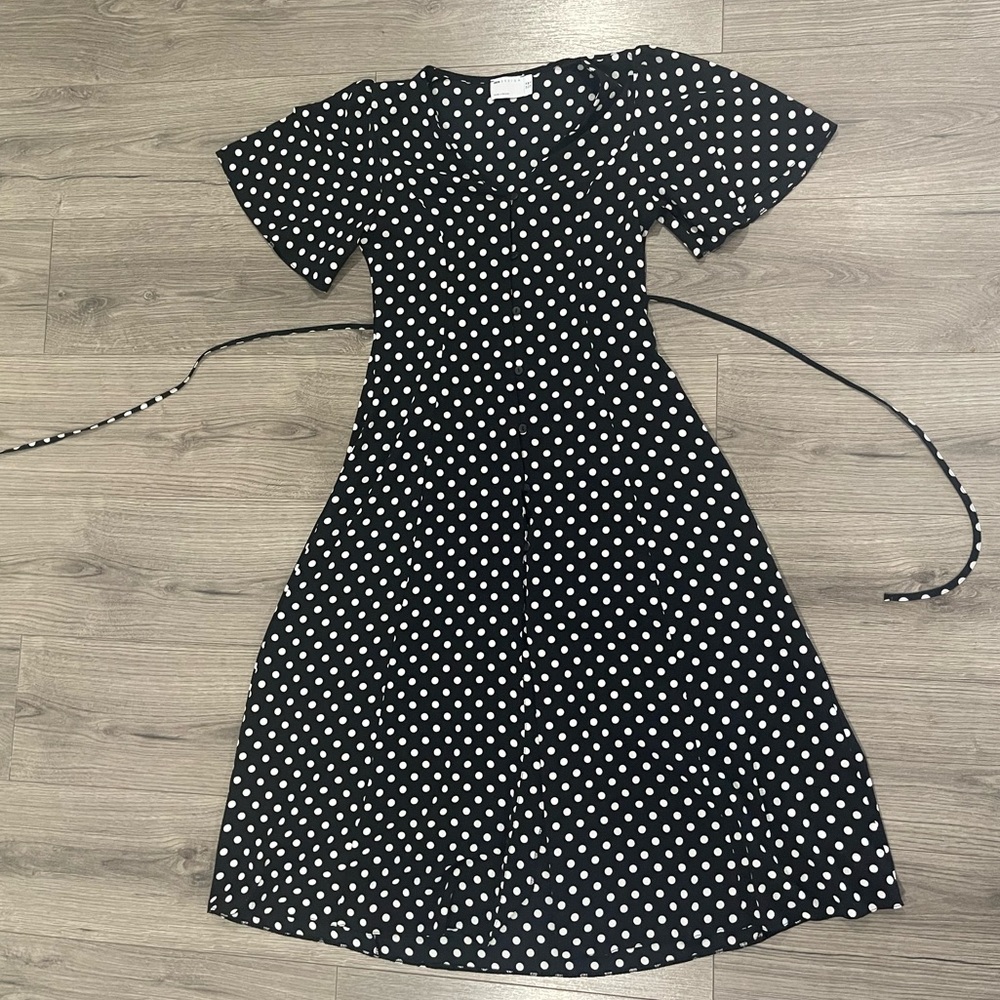 ASOS Women’s Black and White Polka Dot Midi Dress